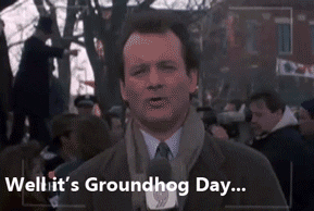 A clip of Groundhog Day, the movie